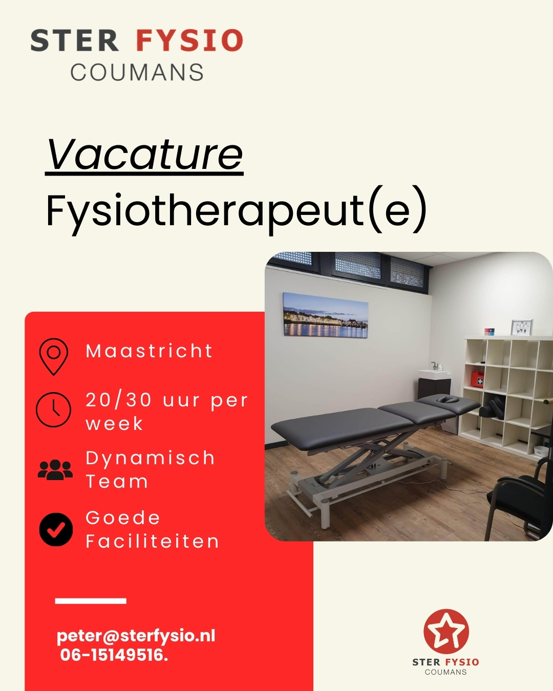 Vacature: Fysiotherapeut (20–30 uur per week)